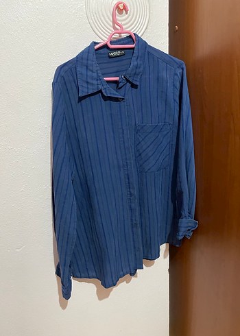 Kadın Lacivert Uzun Kollu Denim Gömlek - Görsel 2