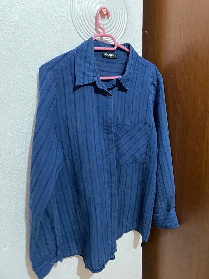 Kadın Lacivert Uzun Kollu Denim Gömlek - Görsel 3