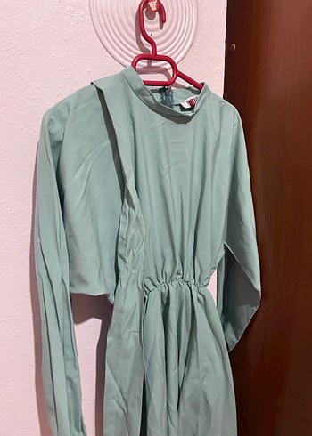 Mint yeşili Uzun Kadın Elbise - Görsel 2
