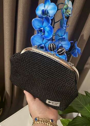 Siyah Örgü Vintage Kadın Çanta - Görsel 2