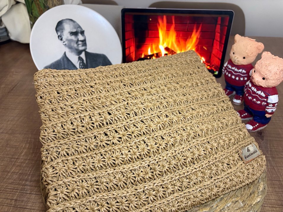 Bej Örgü çanta - Görsel 2