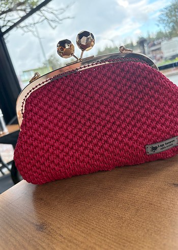 Bordo Örgü Kadın Çanta - Görsel 2