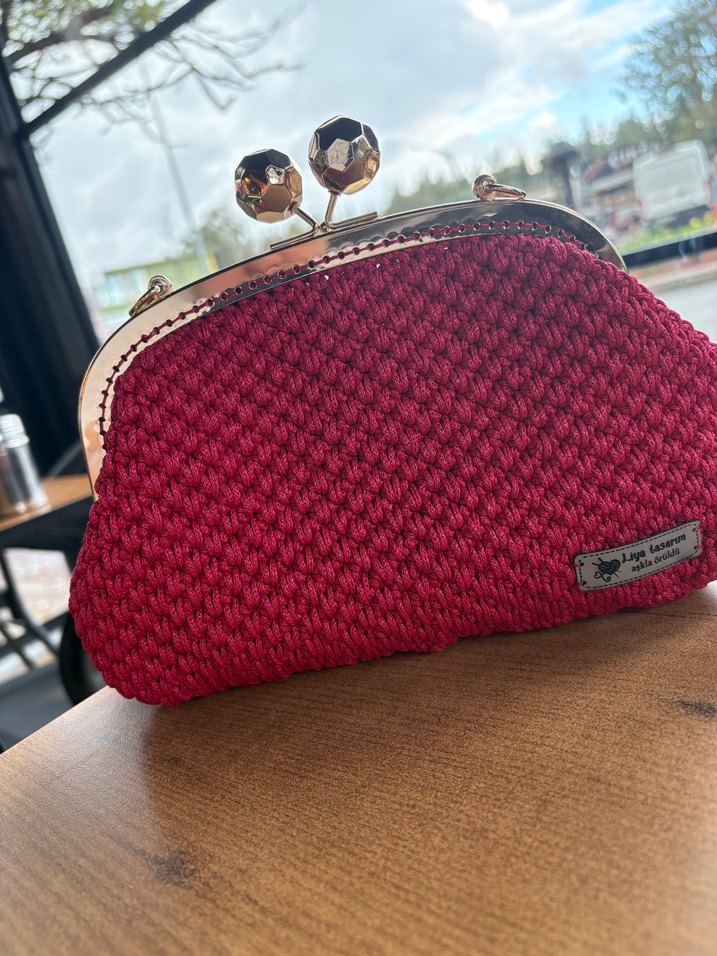Bordo Örgü Kadın Çanta - Görsel 2