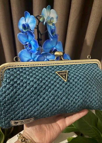 Mavi Örgü Kadın Portföy Çanta - Görsel 2