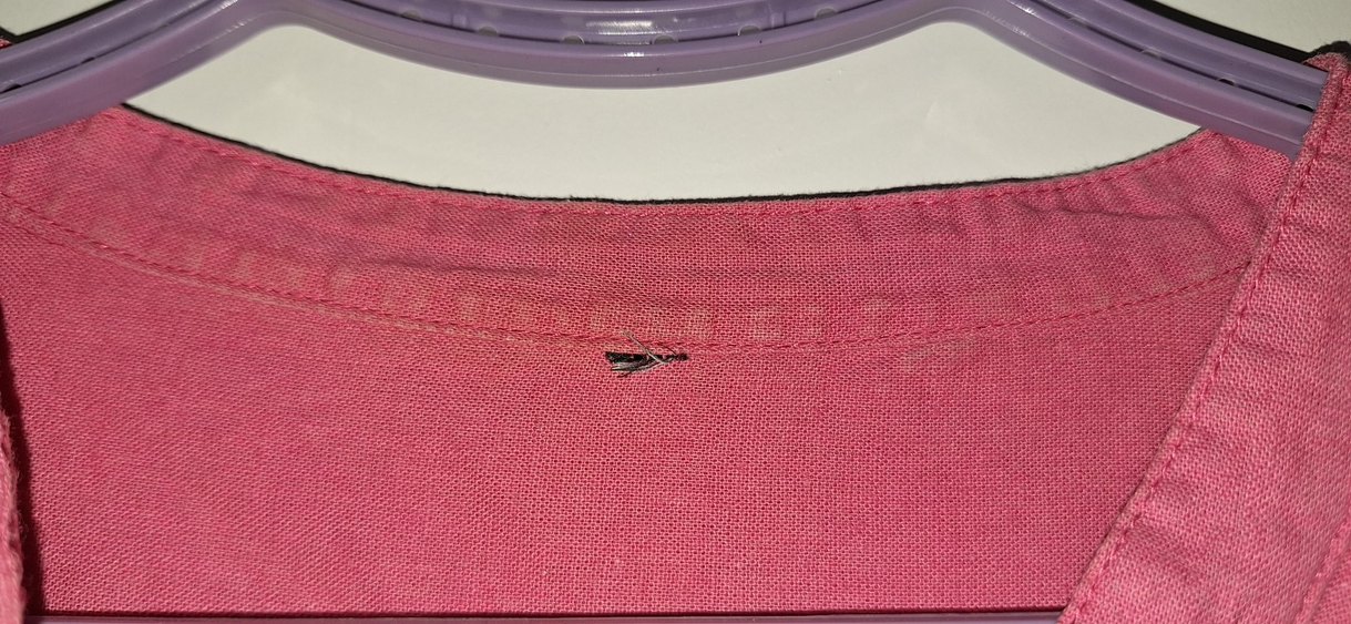 Düğmeli Pembe Keten Salaş Gömlek - Görsel 4