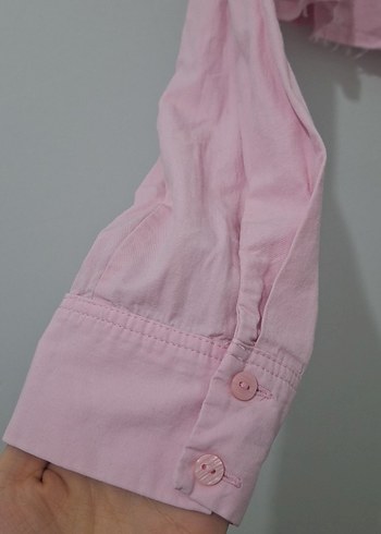 Pembe Düğmeli Uzun Kollu Gömlek - Görsel 2