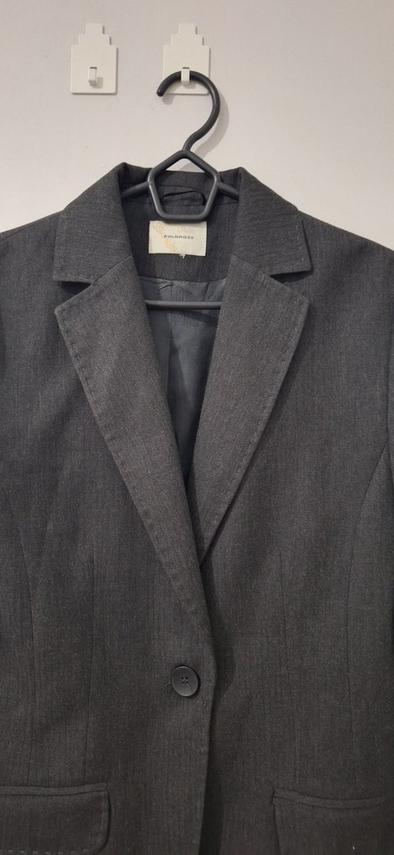 Gri Kadın Keten Blazer Ceket - Görsel 2