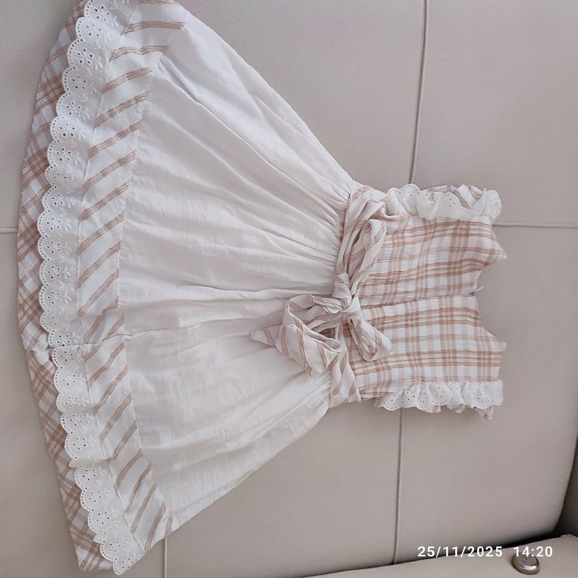 Kız Çocuk Beyaz Nakışlı Pamuklu Elbise - Görsel 2