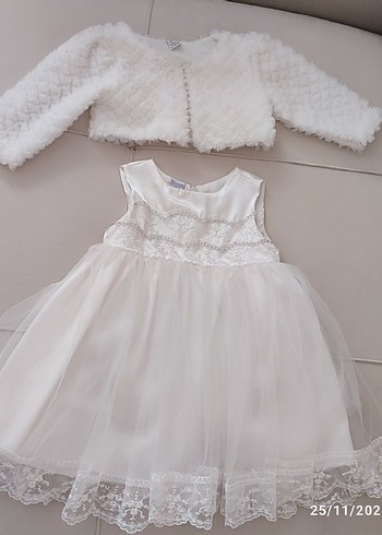 Dantel Detaylı Beyaz Kız Elbisesi - Görsel 3