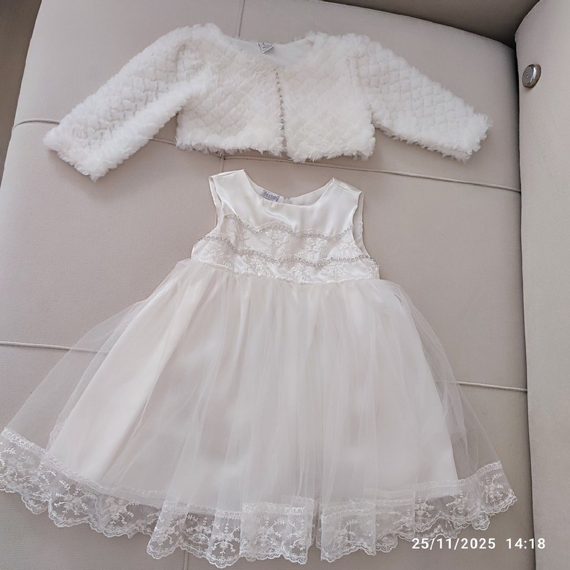 Dantel Detaylı Beyaz Kız Elbisesi - Görsel 3