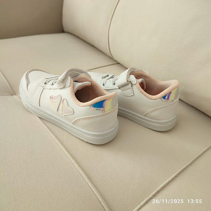 Kız Çocuk Beyaz Cırt Cırtlı Spor Ayakkabı - Görsel 2