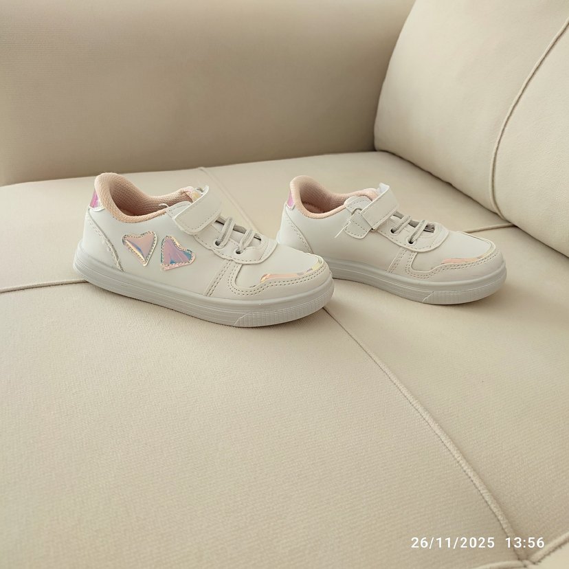 Kız Çocuk Beyaz Cırt Cırtlı Spor Ayakkabı - Görsel 3