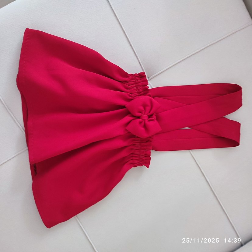 Kırmızı İpek Görünümlü Askılı Kız Elbisesi - Görsel 2