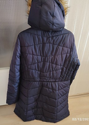 Kürklü Mavi Kadın Kışlık Mont - Görsel 2