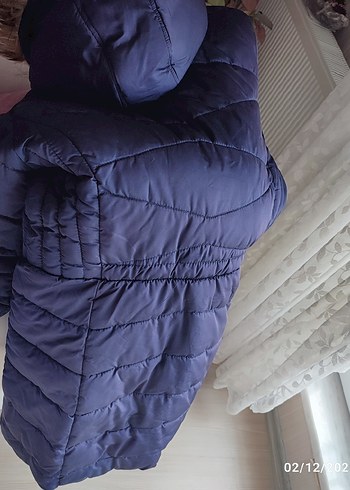 Kürklü Mavi Kadın Kışlık Mont - Görsel 5