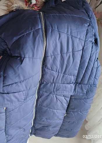 Kürklü Mavi Kadın Kışlık Mont - Görsel 6