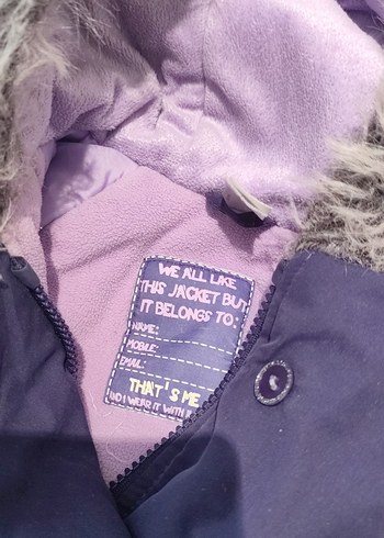 Mor Baskılı Düğmeli Kız Çocuk Mont - Görsel 5