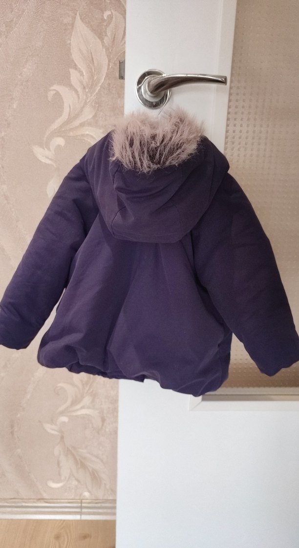 Mor Baskılı Düğmeli Kız Çocuk Mont - Görsel 2