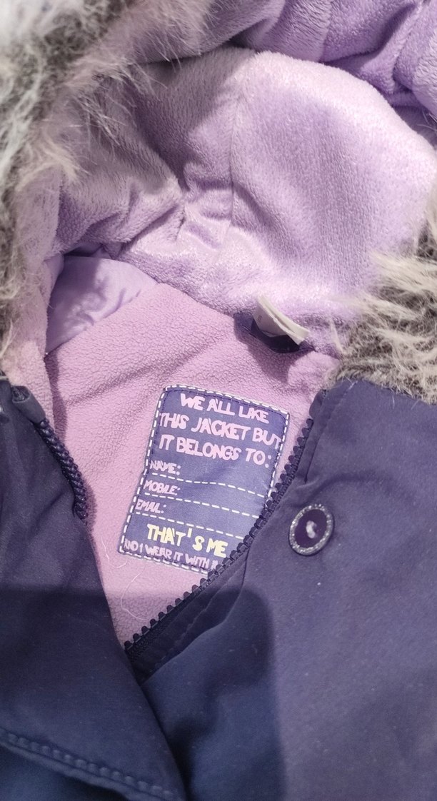 Mor Baskılı Düğmeli Kız Çocuk Mont - Görsel 5