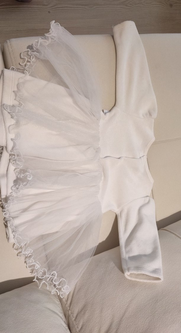 Beyaz Uzun Kollu Klasik Kız Bebek Elbisesi - Görsel 2