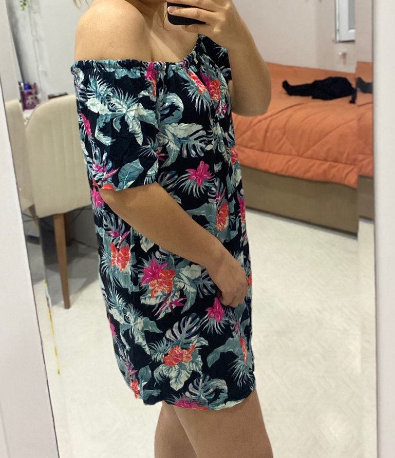 Çiçek Desenli Straplez Mini Elbise - Görsel 2