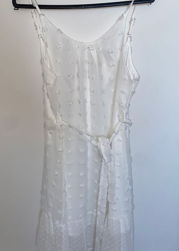 Nakışlı Beyaz Bohem Kısa Elbise - Görsel 2