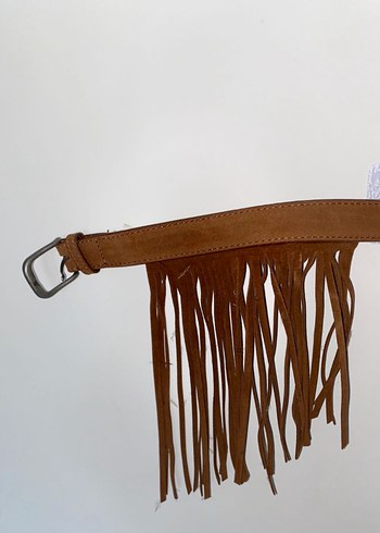 Bej Süet Püsküllü Bohem Kadın Kemer - Görsel 2