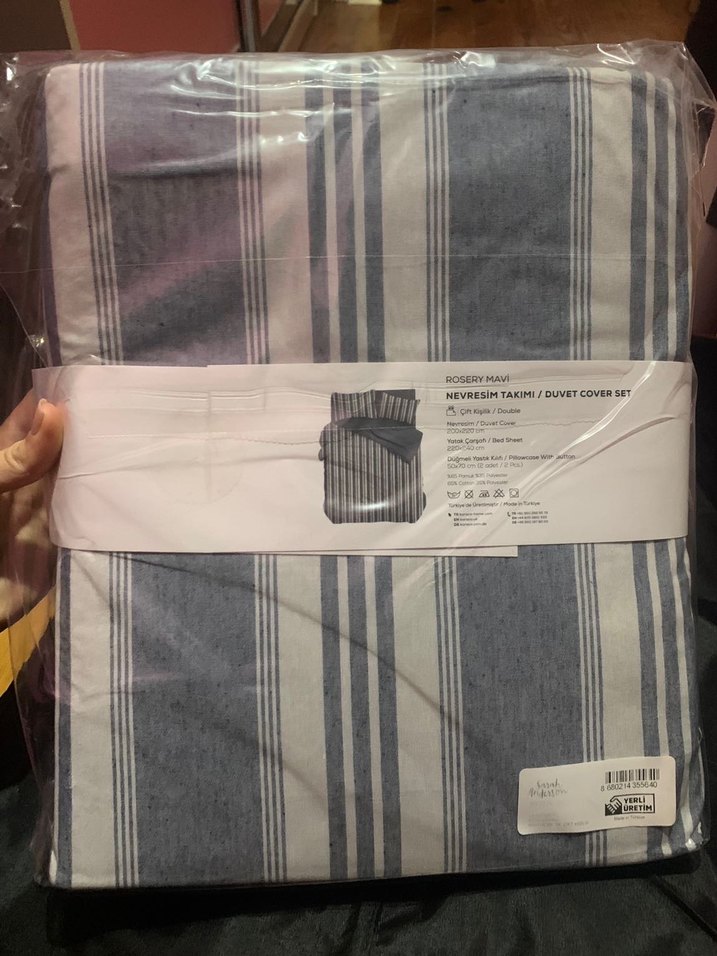 Rosery Mavi Çift Kişilik Nevresim Takımı Gri - Görsel 2