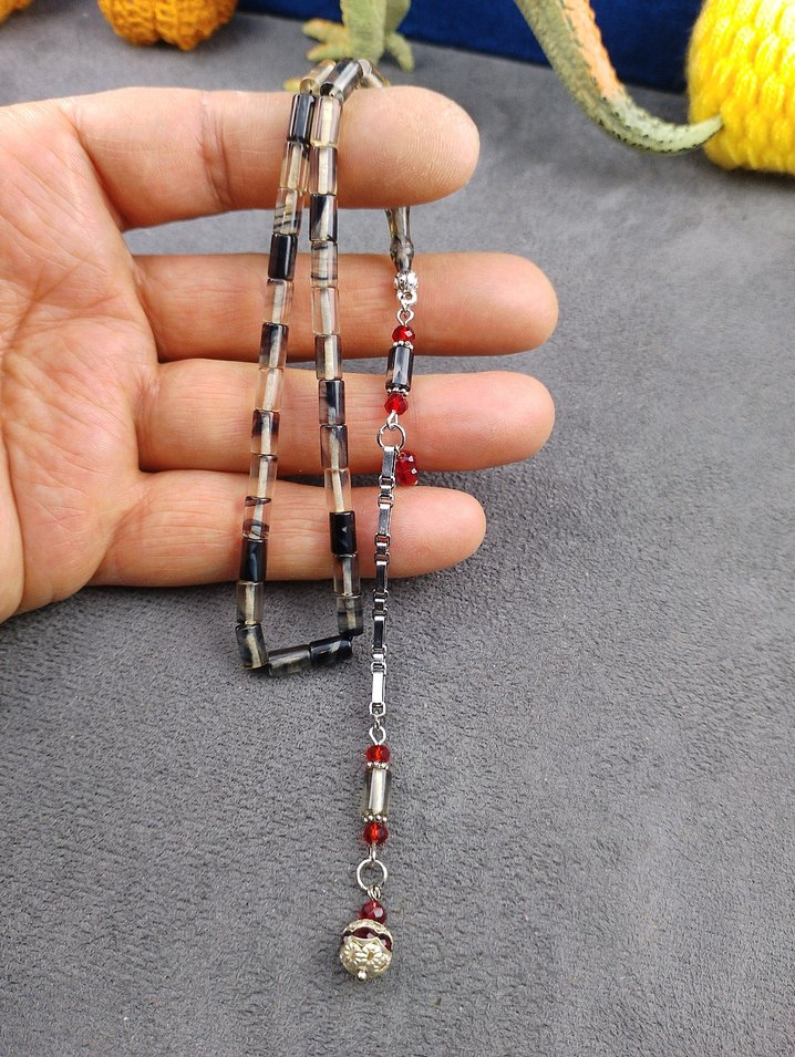 Erkek Çok Renkli Vintage sıkma kehribar Tesbih - Görsel 3