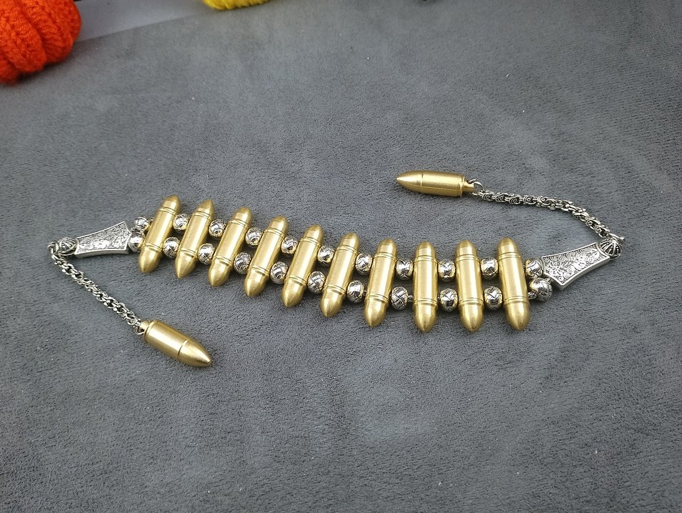 Altın Tonlu Mermi Detaylı Metal Zaza tesbih — görsel 2/3