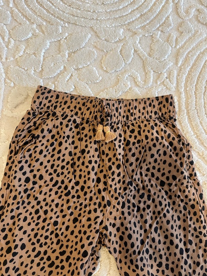 Kahverengi Leopar Desenli kız çocuk için Rahat Pantolon - Görsel 3