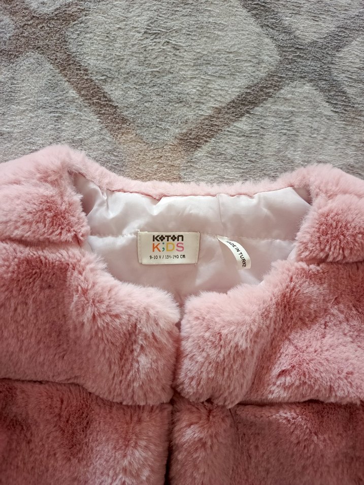 Kız Çocuk Pembe Kürk Detaylı Yelek - Görsel 2