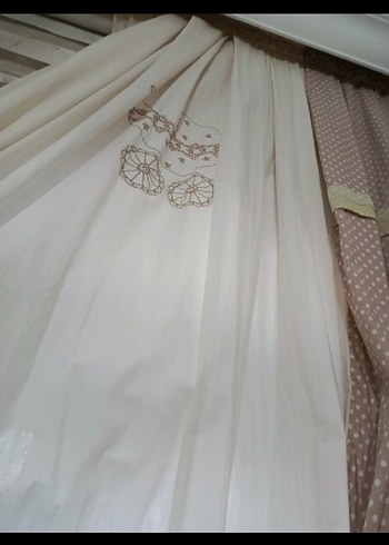 Nakışlı Modern Klasik Bej Perde - Görsel 4