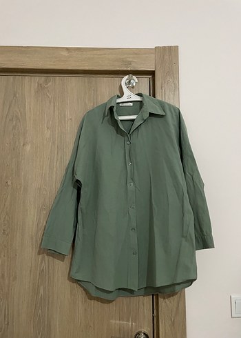 Düğmeli, Uzun Kollu Kadın Keten Gömlek - Görsel 7