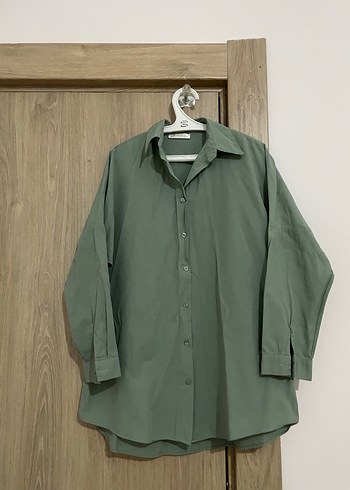 Düğmeli, Uzun Kollu Kadın Keten Gömlek - Görsel 5