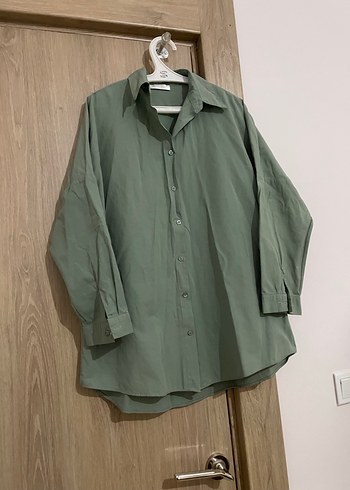 Düğmeli, Uzun Kollu Kadın Keten Gömlek - Görsel 2