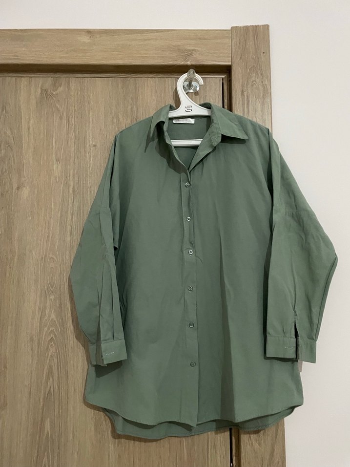 Düğmeli, Uzun Kollu Kadın Keten Gömlek - Görsel 4