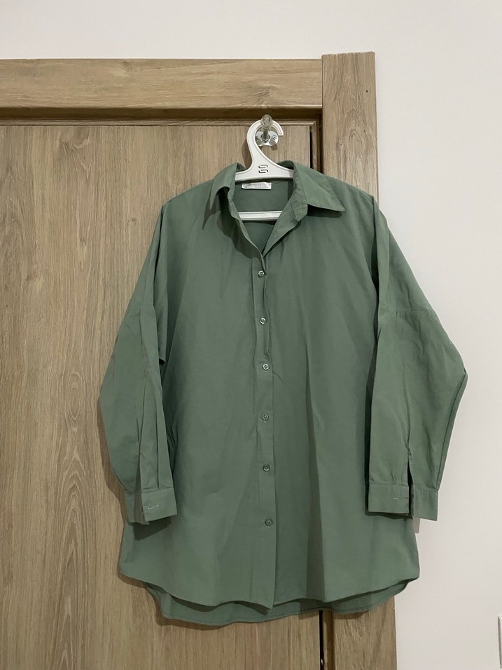 Düğmeli, Uzun Kollu Kadın Keten Gömlek - Görsel 5