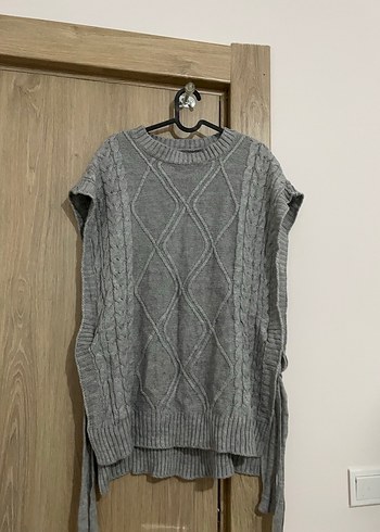 Gri Örgü Kadın Süveter Yelek - Görsel 5