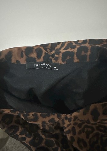 Kahverengi Leopar Desenli Uzun Kollu Elbise - Görsel 7