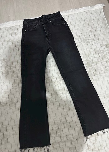 Siyah Midi Boy Kadın Denim Jean - Görsel 2