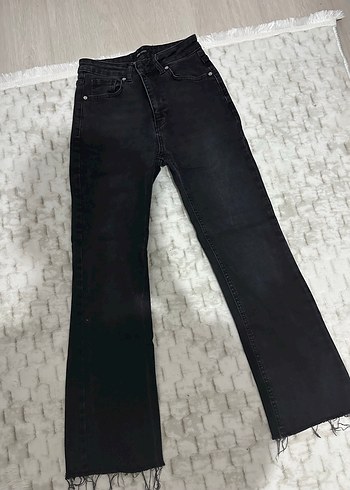 Siyah Midi Boy Kadın Denim Jean - Görsel 3