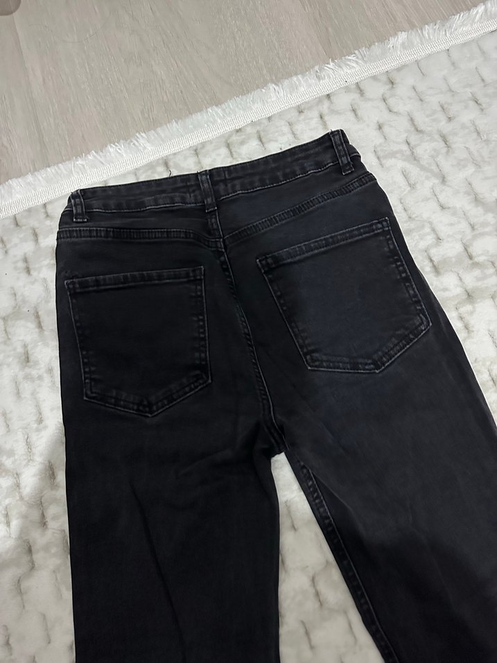 Siyah Midi Boy Kadın Denim Jean - Görsel 5