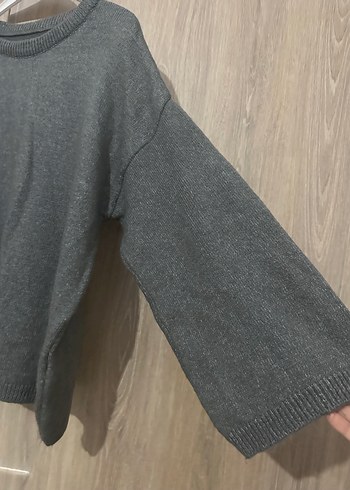 Gri Kadın Yün Kazak - Görsel 3