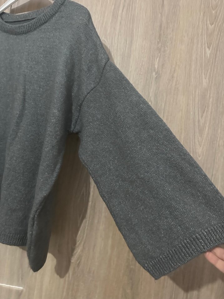 Gri Kadın  Yün Kazak - Görsel 3