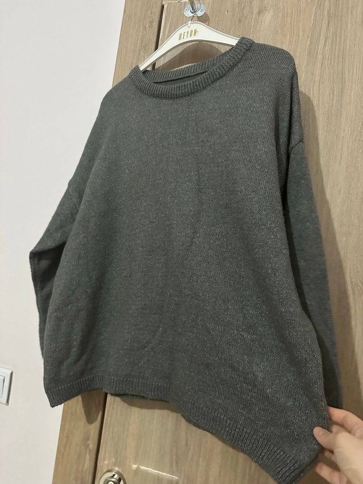 Gri Kadın  Yün Kazak - Görsel 4