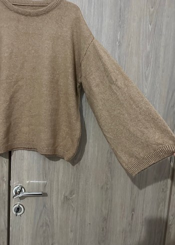 Bej Kadın Örgü Yün Kazak - Görsel 4