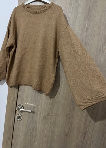 Bej Kadın Örgü Yün Kazak - Görsel 3