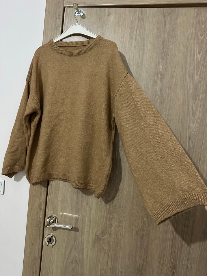 Bej Kadın Örgü Yün Kazak - Görsel 2