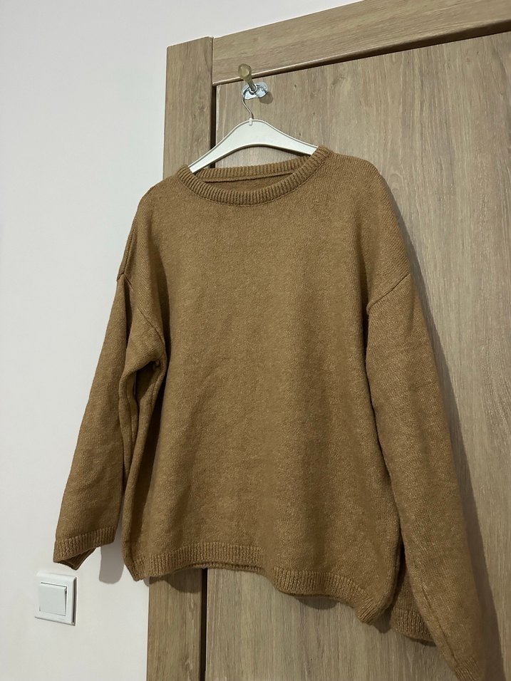 Bej Kadın Örgü Yün Kazak - Görsel 5